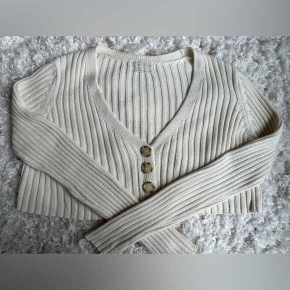 Urban Outfitters - Lucky V-Neck Cropped Cardigan - Cream - M - Picture 7 of 11